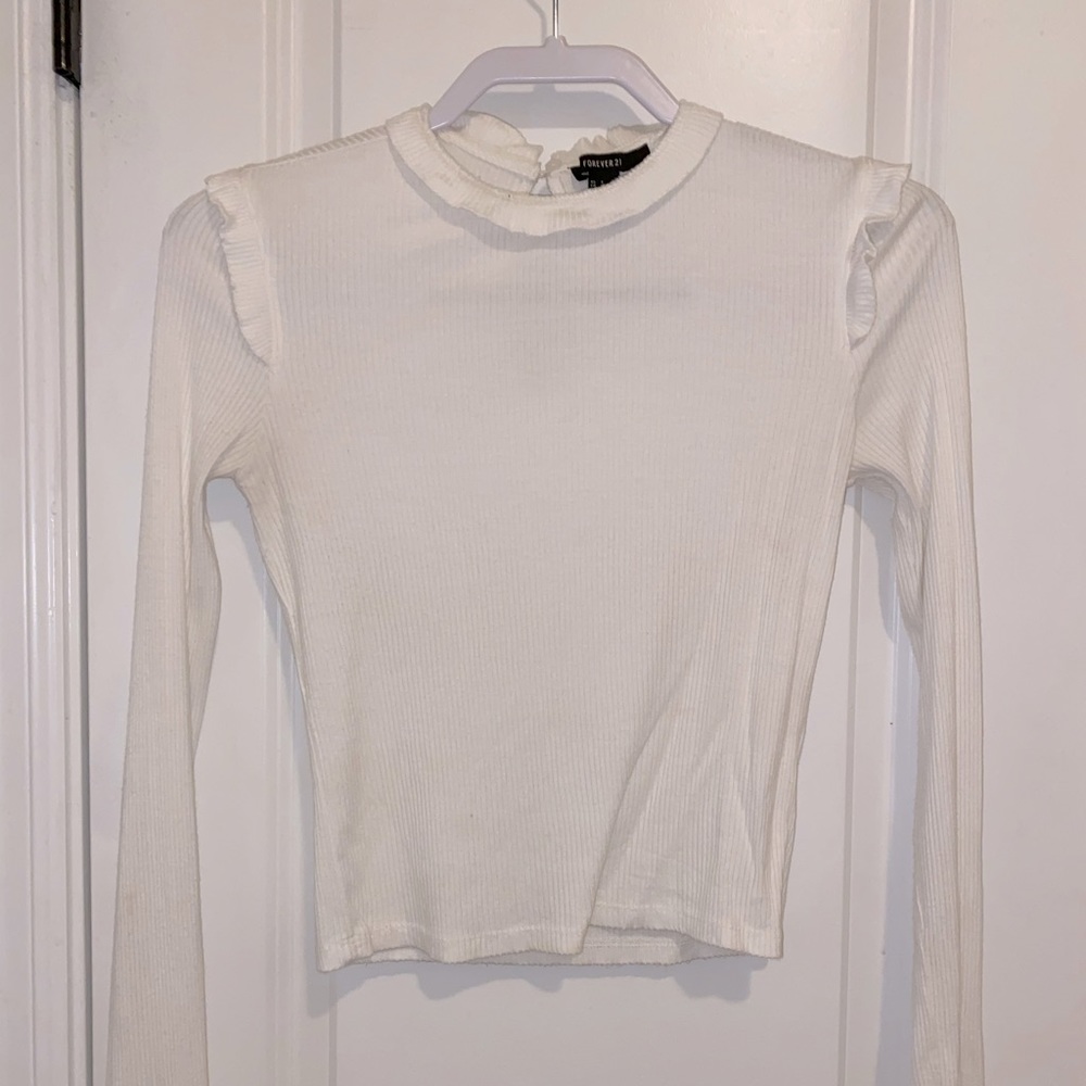 White Sweater with Ruffles.